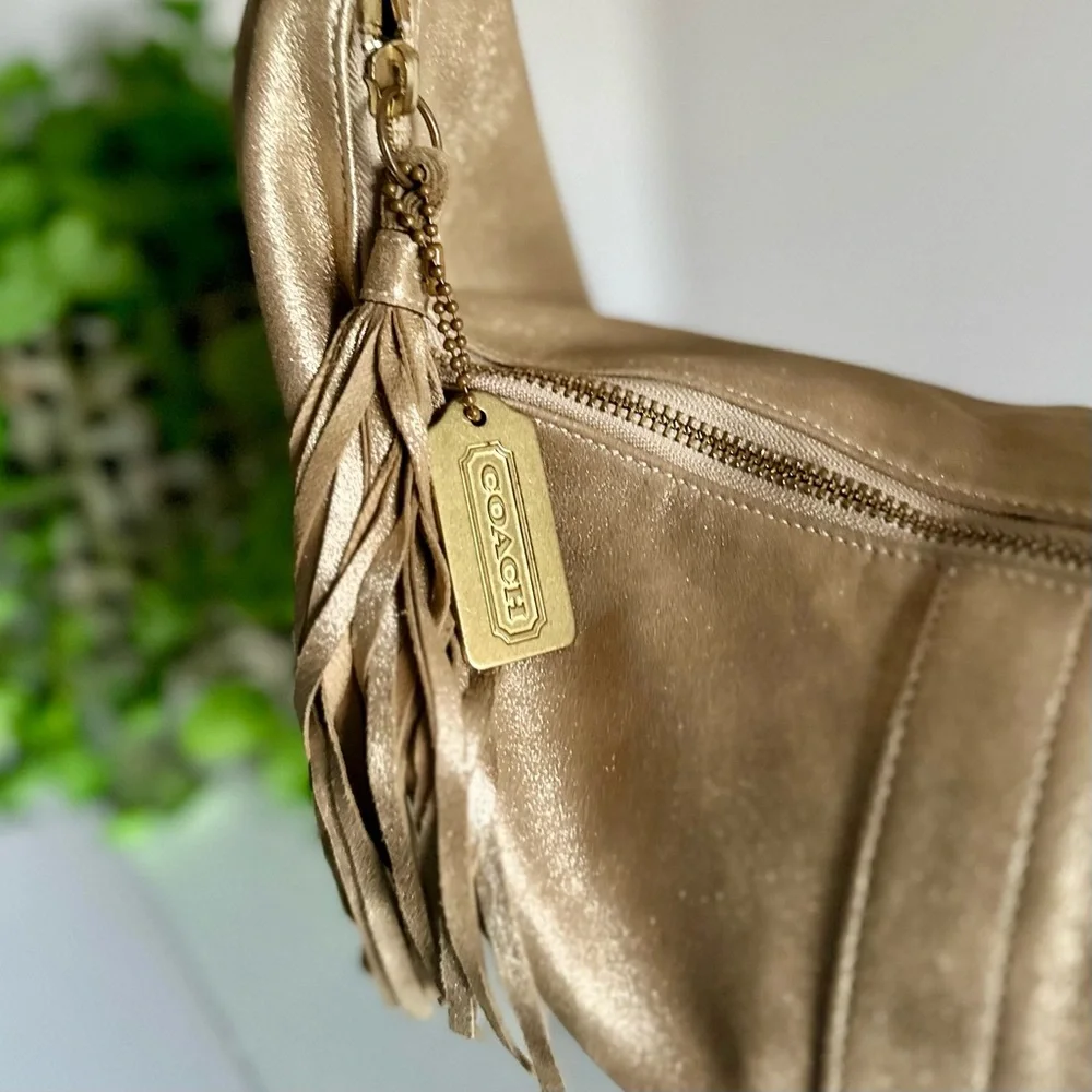 Vintage Coach Tortilla Sueded Brushed Gold Napa Leather Hobo
